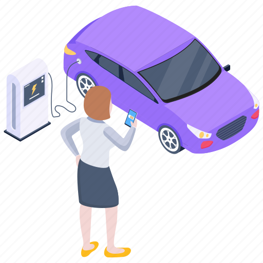 Electric car, chargeable car, electric vehicle, power car, electric transport illustration - Download on Iconfinder