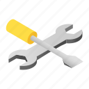 chrome, customized, isometric, screwdriver, steel, toolkit, wrench