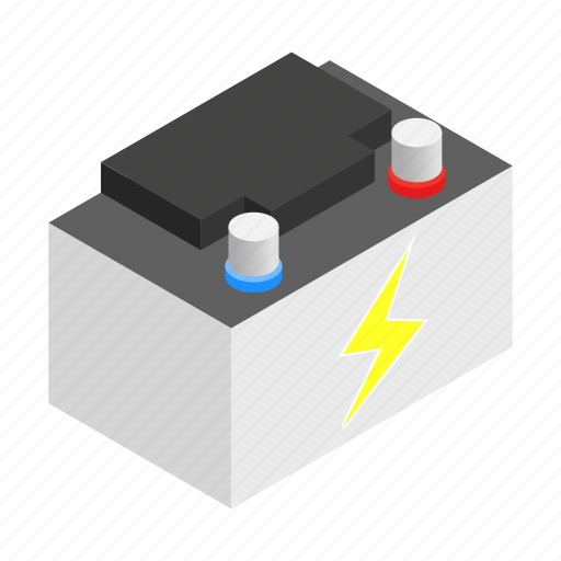 Battery, car, electricity, energy, isometric, supply, volt icon - Download on Iconfinder