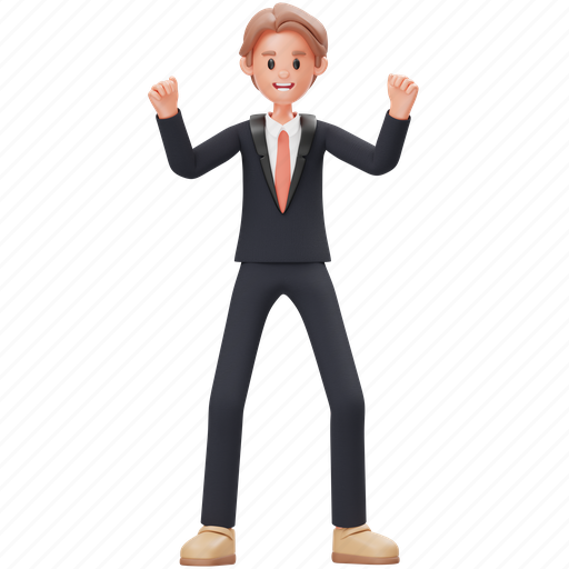 Excited, career man, business, character, expression, gesture, businessman icon - Download on Iconfinder