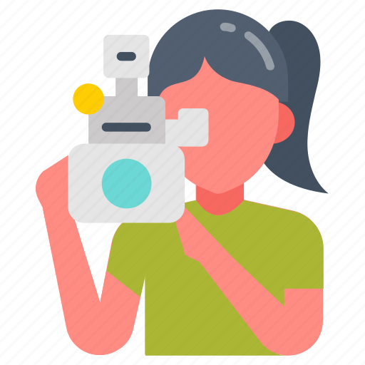 Videographer, photographer, camcorder, cinematographer, camerawoman icon - Download on Iconfinder