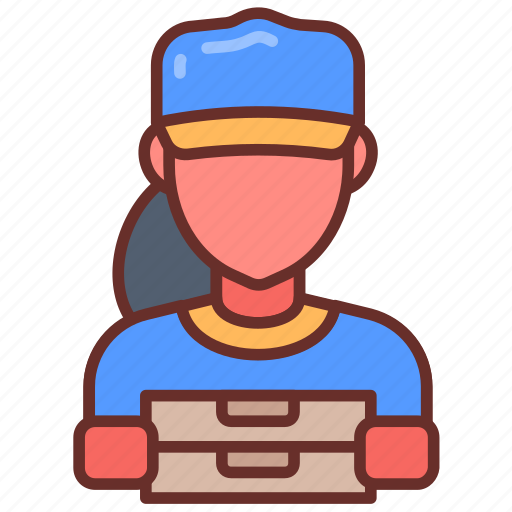 Food, delivery, woman, courier, fast, pizza icon - Download on Iconfinder