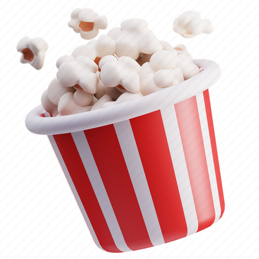 Popcorn, food, theater, maize, entertainment, snack, corn 3D illustration - Download on Iconfinder