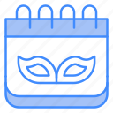 calendar, date, mask, birthday, and, party, administration