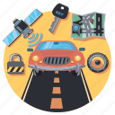 accesories, car, lock, navigation, road, travel, vehicle 