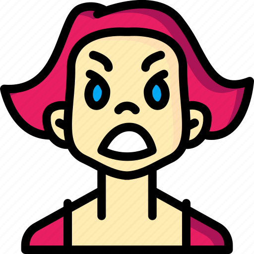 Angry, avatars, cartoon, emoji, emoticons, girl icon - Download on Iconfinder