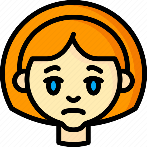 Avatars, cartoon, emoji, emoticons, girl, sad icon - Download on Iconfinder