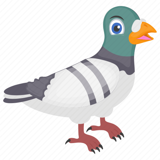 Cartoon pigeon, feather creature, fowl, humming pigeon, rock pigeon icon - Download on Iconfinder