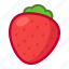 strawberry, berry, fruit, food, cartoon, cute, red 