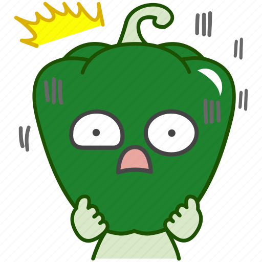 Capsicum, emoji, emoticon, green, pepper, scared, vegetable icon - Download on Iconfinder