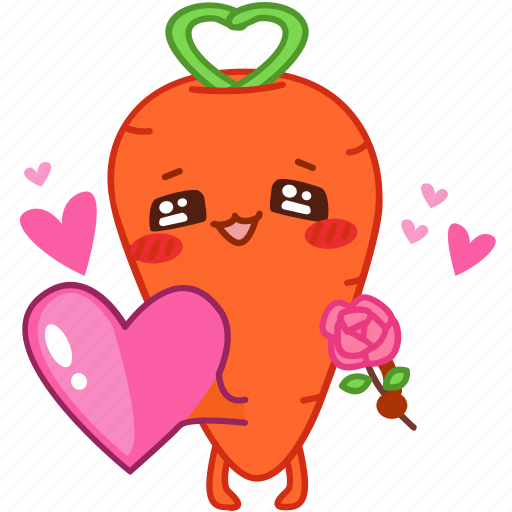 Carrot, emoji, emoticon, heart, love, rose, vegetable icon - Download on Iconfinder