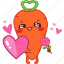 carrot, emoji, emoticon, heart, love, rose, vegetable 
