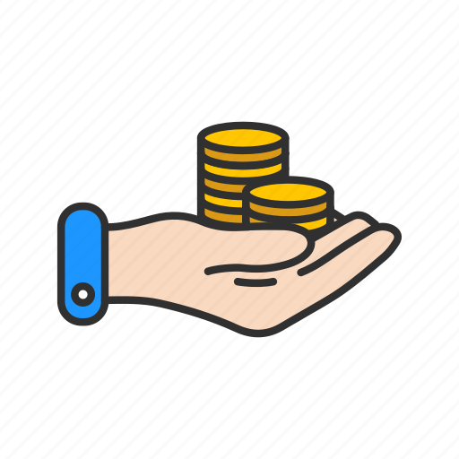 Coins, coins on hand, money, payment icon - Download on Iconfinder