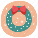 wreath, christmas, bow, decoration, hanging, winter, noel