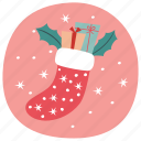 stocking, socks, christmas, gift, mistletoe, winter, noel