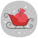 sleigh, santa, gift, bag, christmas, winter, noel
