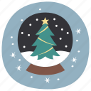 snowglobe, christmas, tree, star, night, ball, winter, noel