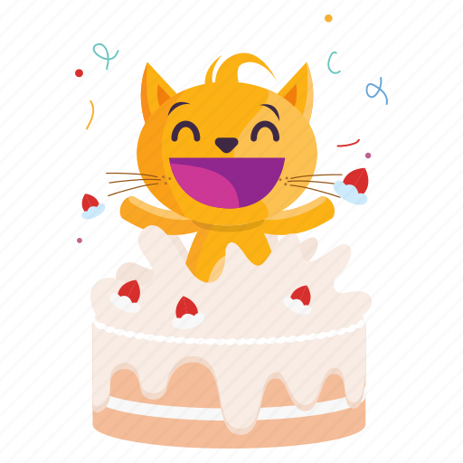 Cake, cat, celebrate, emoji, emoticon, sticker icon - Download on Iconfinder