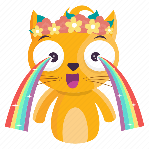 Cat, cry, emoji, emoticon, rainbow, sticker icon - Download on Iconfinder