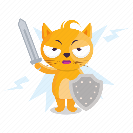 Cat, emoji, emoticon, knight, sticker, weapon icon - Download on Iconfinder