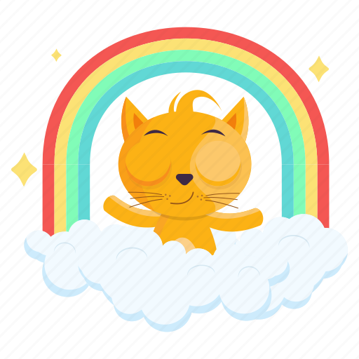 Cat, emoji, emoticon, meditate, rainbow, sticker icon - Download on Iconfinder