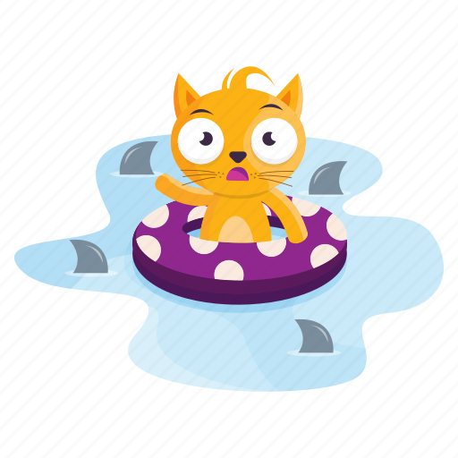 Cat, emoji, emoticon, shark, sticker, swimming icon - Download on Iconfinder