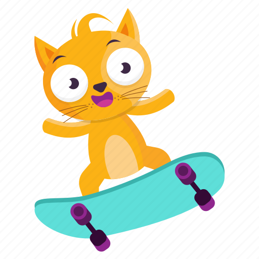 Cat, emoji, emoticon, skateboard, skater, sticker icon - Download on Iconfinder