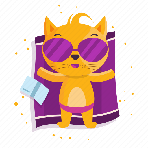 Cat, emoji, emoticon, relax, sticker, sunbathing icon - Download on Iconfinder