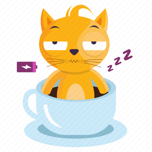 Cat, coffee, emoji, emoticon, sticker, tired icon - Download on Iconfinder