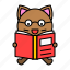 avatar, book, cat, kitten, learning, reading 