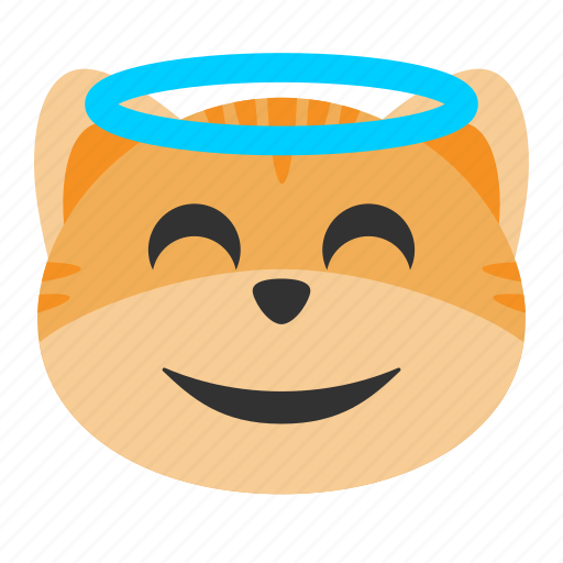 Angel, cat, emoji, face, halo, happy, smile icon - Download on Iconfinder