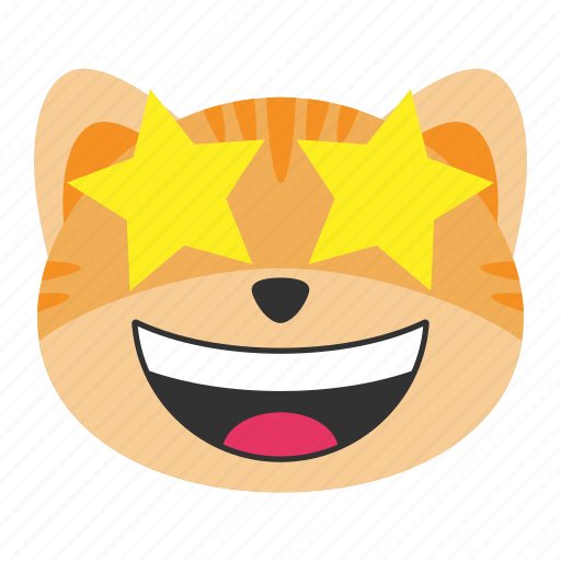 Cat, emoji, emoticon, emotion, happy, star icon - Download on Iconfinder