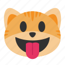 cat, emoji, face, funny, happy, smile, tongue 