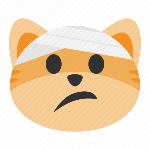 Bandage, cat, emoji, face, head, injury, pain icon - Download on Iconfinder