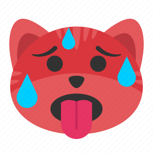 Cat, emoji, face, heat, hot, summer, temperature icon - Download on Iconfinder