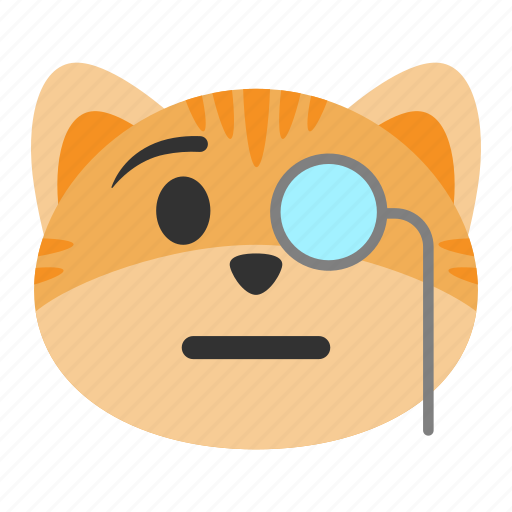 Cat, emoji, face, glasses, hipster, monocle, mustache icon - Download on Iconfinder