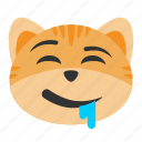 cat, drooling, emoji, expression, funny, smile, tongue 
