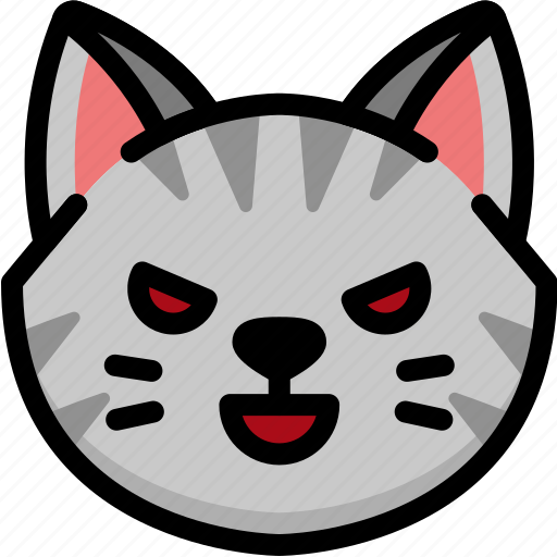 Cat, emoji, emotion, evil, expression, face, feeling icon - Download on Iconfinder