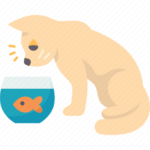 Cat, curious, looking, fishbowl, playful icon - Download on Iconfinder