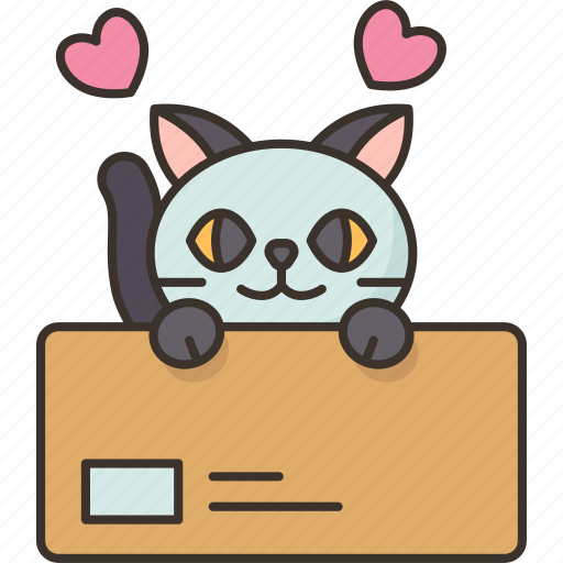 Cat, playing, box, adorable, cute icon - Download on Iconfinder