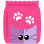 animal, cat, face, food, meal, pink 