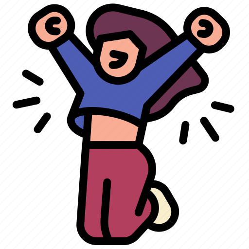 Jumping, happy, celebration, woman, success icon - Download on Iconfinder