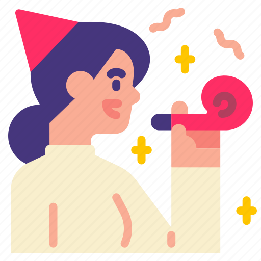 Celebration, woman, party, horn, holiday icon - Download on Iconfinder