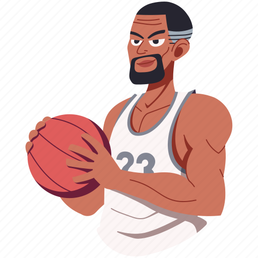Sport, ball, basketball, player, young, holding, sportsman illustration - Download on Iconfinder