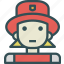 avatar, character, firewomen, profile, smileface 
