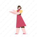 character, builder, gesture, casual, dress, woman, female, person 