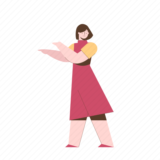 Character, builder, gesture, casual, dress, woman, female illustration - Download on Iconfinder
