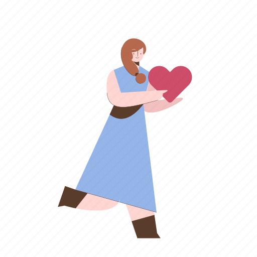 Heart, person, character, love, female, builder, woman illustration - Download on Iconfinder