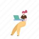 character, builder, laptop, computer, workspace, woman, female