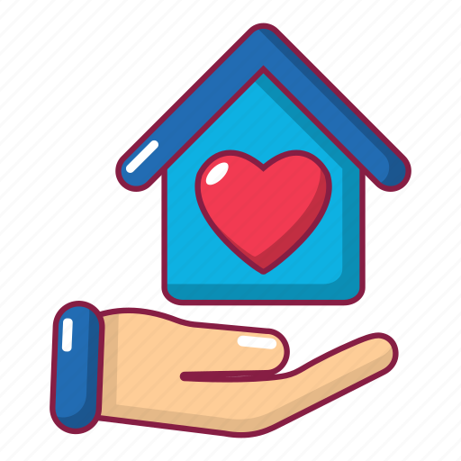 Building, business, cartoon, concept, hand, house, object icon - Download on Iconfinder